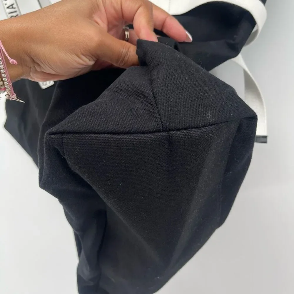 Victoria’s Secret Large Tote Bag Black White Canvas Logo 2018 Collectible - Picture 13 of 17